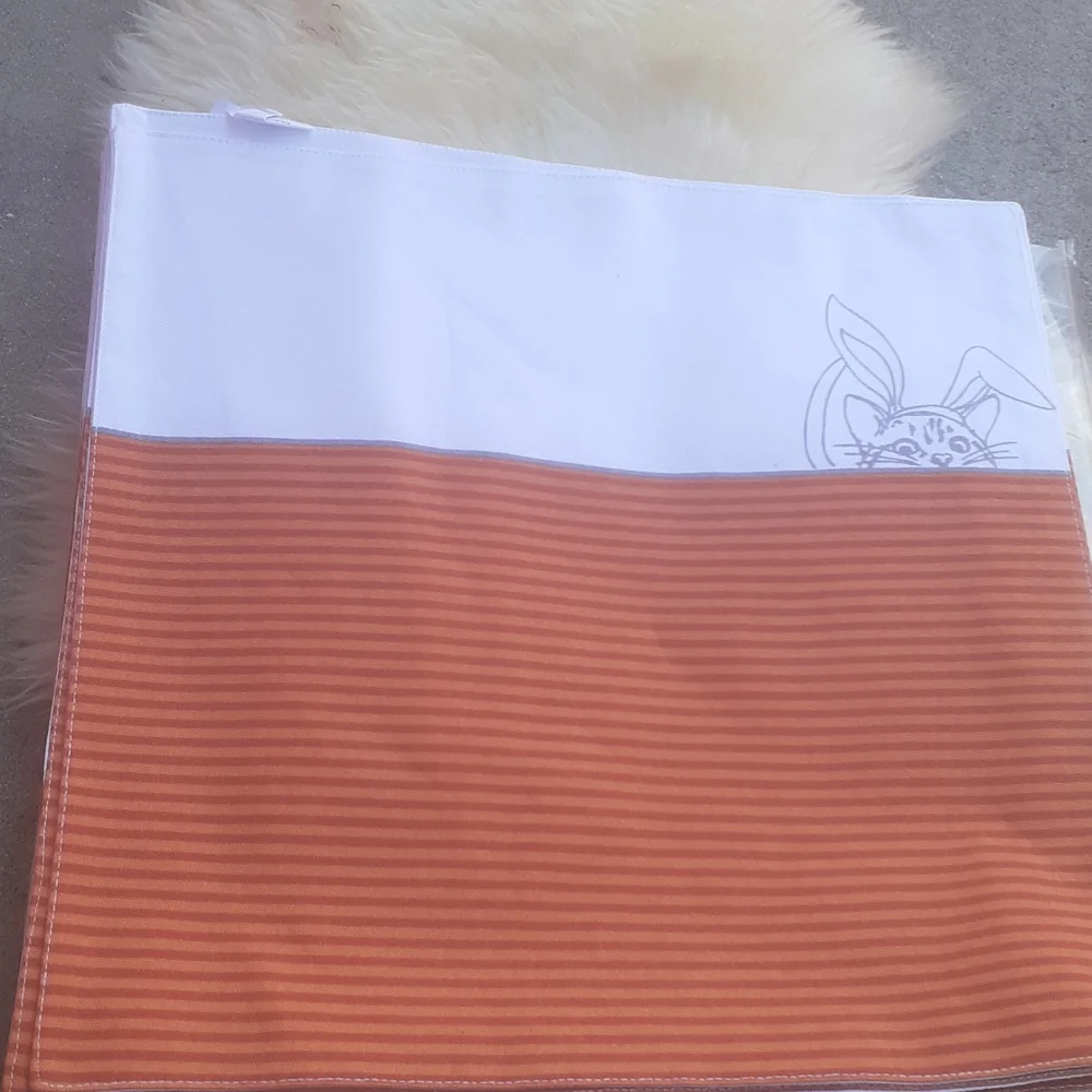 EASTER 🐇set 8 Easter Bunny placemat Ellen DeGeneres orange stripe Orange READ